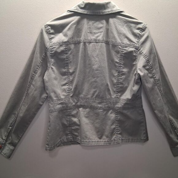 Blazer Utility Y2K Office Siren Safari Casual Vintage 00s SZ-L COTTON 98% - Picture 8 of 9